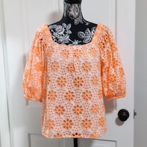 🧡HTF Lilly Pulitzer🧡 - Kerrigan Eyelet Elbow Sleeve Top